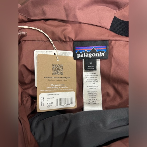 Patagonia Women's Medium Insulated Powder Town Ski Bibs Dark Pink NWT Snowboard - Picture 14 of 15